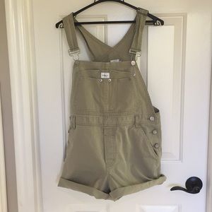Vintage tan Calvin Klein overall shorts